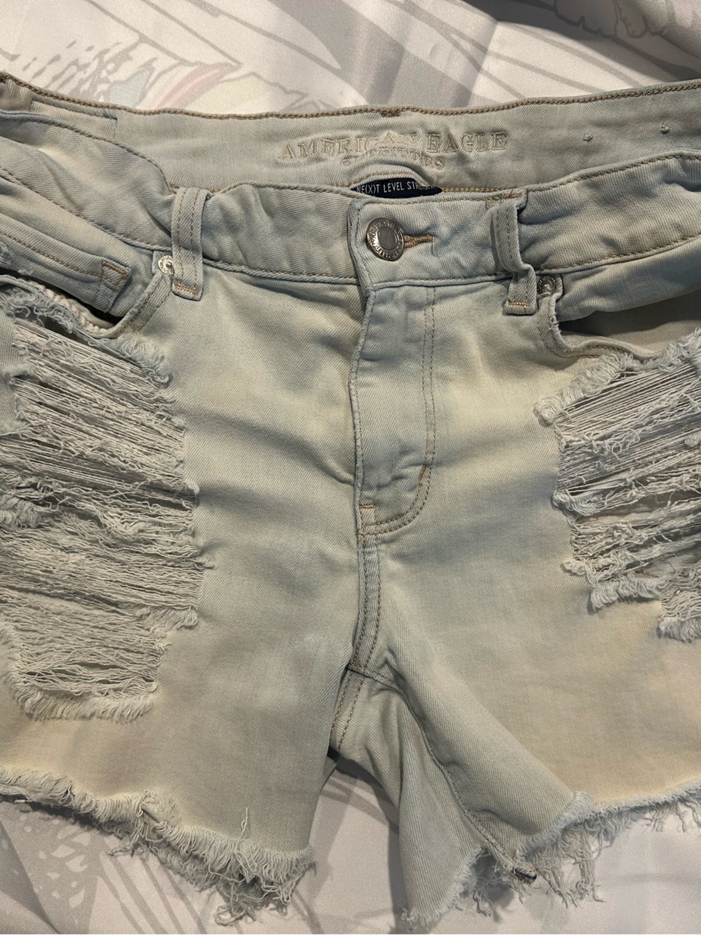 American Eagle Outfitters Light Wash Distressed Jean Shorts